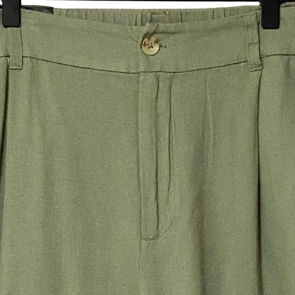 SoundStyle Linen Blend Wide Leg Pants XL Olive Green  Casual Boho Relaxed NWT - Picture 7 of 10